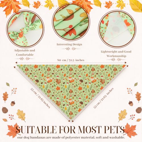 50 Pcs Fall Dog Bandanas Bulk for Autumn Pet Soft Bibs Adjustable Squirrel Fox Hedgehog Kerchief Bandana for Small Medium Large Grooming Accessories (Fall Animals / 31.5 x 21.7 x21.7 Inch)