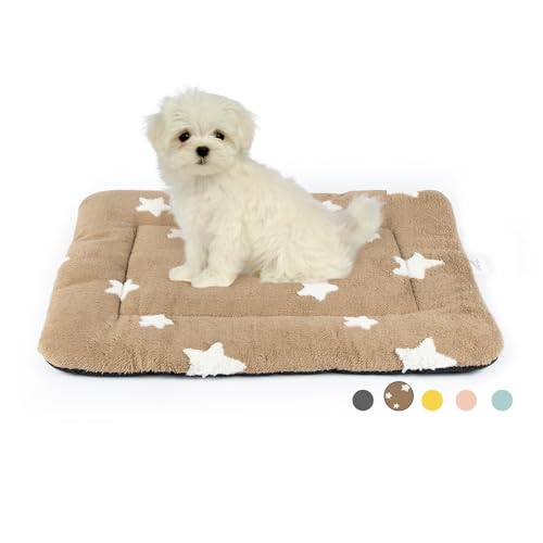 Dog Crate Pad Washable Cat Dog Bed for Crate Flat Pet Kennel Mat (24''L x 18''W x 1.5''Th / Brown)