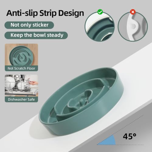 Ceramic Slow Feeder Dog Bowls (Dark Green)