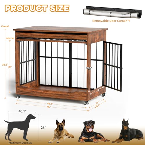 46" Large Dog Crate Furniture (Vintage Brown / 46.0"L x 28.4"W x 36.6"H)
