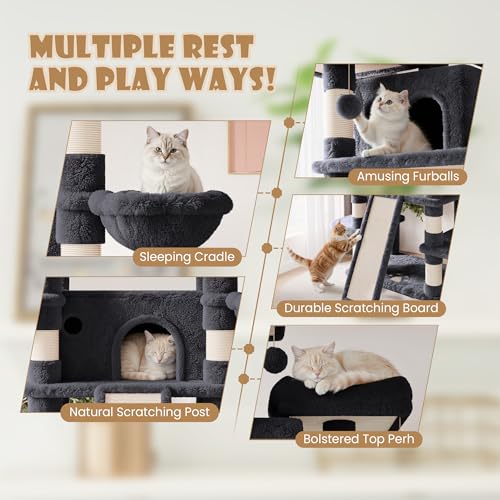 81 Inches Extra Large Cat Tree for Indoor Adult Cats (81in / Dark Grey)