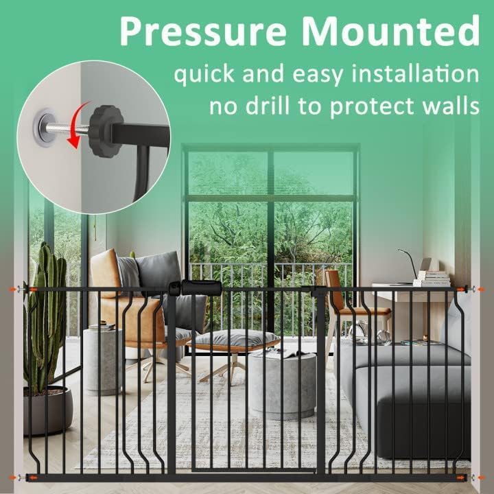 62.20 71.26" Extra Wide Pressure Mounted Baby Gate 30" Tall Black (Black / 62.20-71.26"/158-181cm)