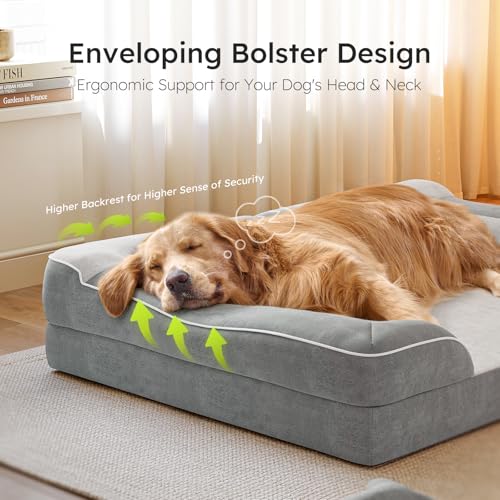 XXL Dog Bed for Extra Large Dogs (Light Grey / X-Large(53"L x 42"W x 9.5"Th))