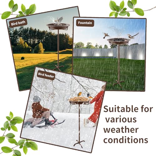 Metal Bird Bath for Outside (Brown)