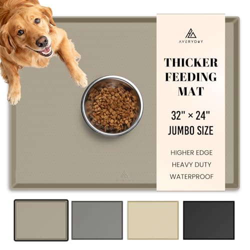 32x24 Waterproof Silicone Dog Food Mat (Sand Beige / 32" x 24")