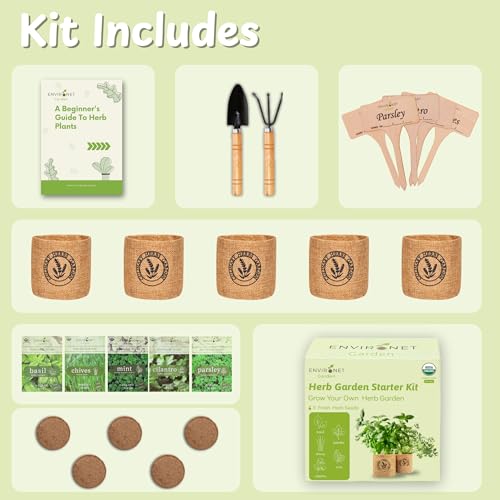 Herb Indoor Garden Kit (Basil, Parsley, Chives, Cilantro, Mint)
