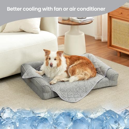 Deluxe Leakproof Cooling Blanket for Small Dogs Q (Heather Silver Grey / 25*35)