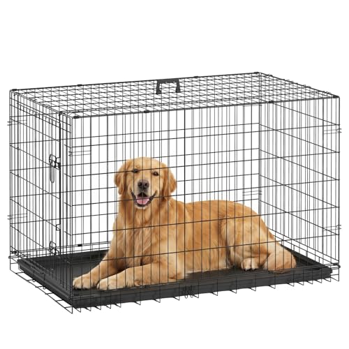 Dog Crate for Large Dogs 48 Inch Folding Kennel Metal Pet Cage Black (Black / 48.0"L x 29.0"W x 31.0"H)
