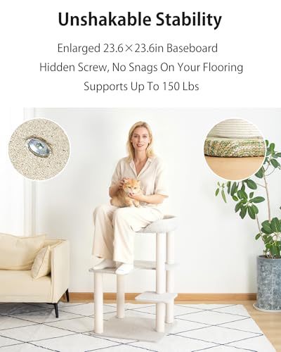37.5" Cat Tree Tower for Large & Senior Cats (Green 37.4'')