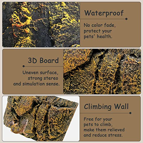 Rock Terrarium Background 3D Reptile Tank Background Board Amphibian Stereo Backdrop Wall Snake Habitat Decor for Lizard Bearded Dragon Gecko Spider Chameleon Turtle Fish (Yellow Stone)