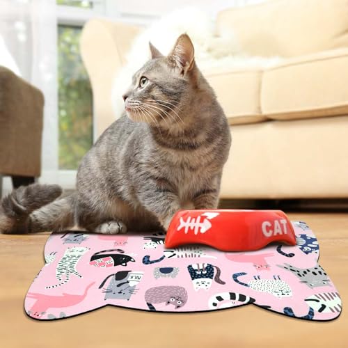Cat Food Mats for Floor (Light Pink / 17.7"L x 9.8"W)
