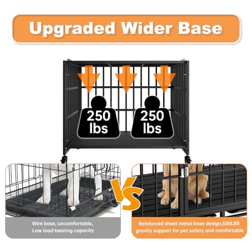 37 Inch Heavy Duty Dog Crate with Wheels (37.0"L x 25.2"W x 27.8"H)