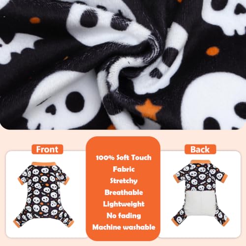 Small Dogs Outfit Soft Puppy Onesies Pjs Halloween Dog Pajamas Pet Coat Cat Apparel Comfy Doggie Jumpsuit Bodysuit for All Seasons P349XL (Skull Night / X-Large)