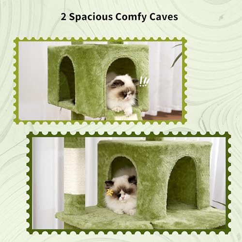 Cat Tree 71'' Tower for Large Cat with Scratching Post (71 inches / Green)