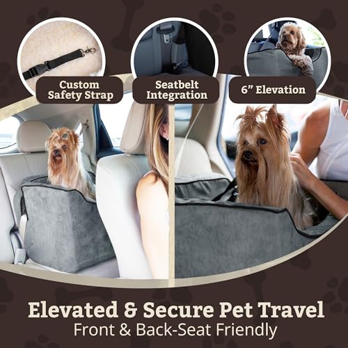 Dog Car Seat for Dogs up to 25lbs (Anthracite with Black / Medium)