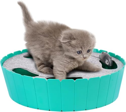 Interactive Cat Toy with Running Mouse (L-Lake Blue)