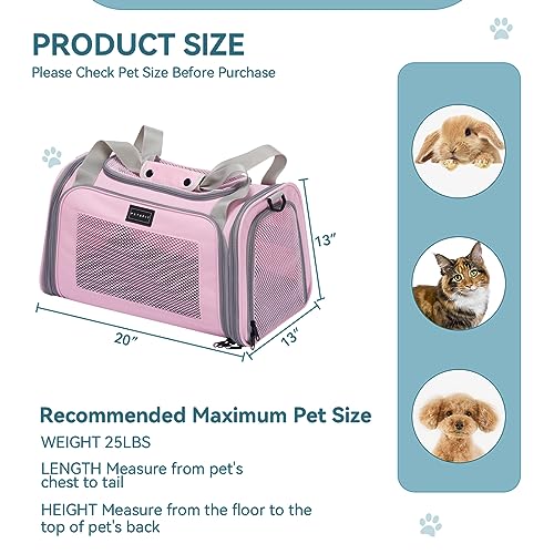 Cat Carrier for Large Cats (19.7"L x 13.0"W x 13.0"H / Pink)