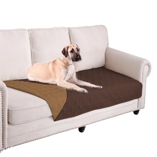 Waterproof Dog Bed Cover Pet Blanket for Furniture Bed Couch Sofa Reversible (40x70 Inch (Pack of 1) / Chocolate+camel)