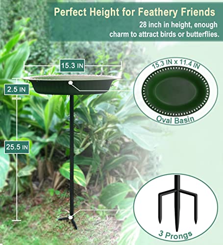 28 inch Lightweight Birdbaths Antique Decoration Detachable Birdfeeder & Bird Bath for Outdoor Garden (¾ gal / Green)