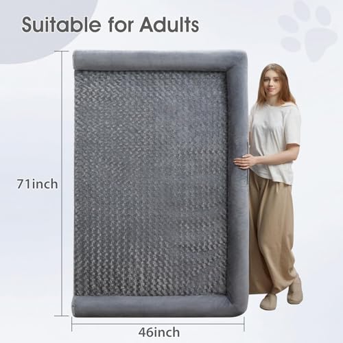 Orthopedic Washable Human Dog Bed for Adult & Dog Cozy Sleep (61"l x 43"w x 7"th / Grey)