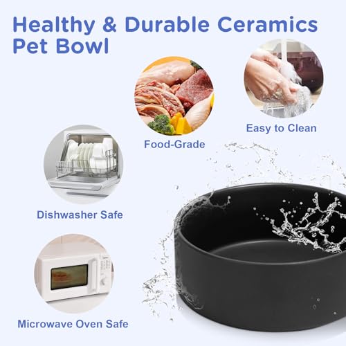 Elevated Dog Bowls Ceramic (8.3 in - 7.6 cups / Black)