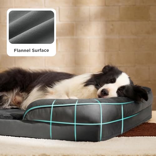 Orthopedic Dog Bed for Extra Large Dogs (Dark Grey / 42"l X 32"w X 6.5"th)