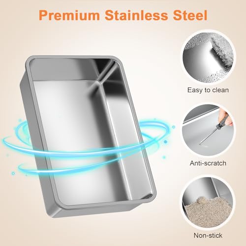Extra Large Stainless Steel Litter Box with Lid for Large Cats