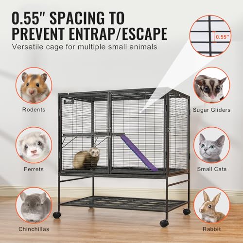 39" Rolling Metal Ferret Cage (36.2"L x 22.8"W x 39.4"H)
