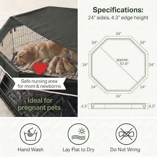 Octagonal Playpen Top Cover for 24" Side Metal Pet Pen (Black / No Pen: 00-Inch High)