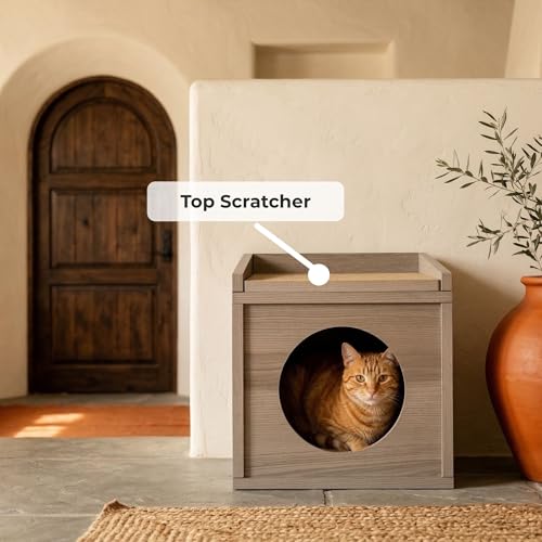 Meowdium Cat House for Indoor Cats (Greywood)
