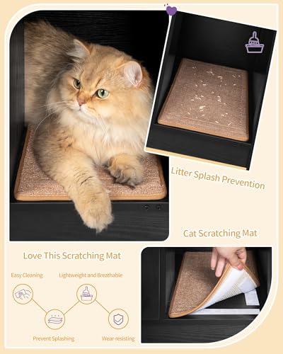 Cat Litter Box Enclosure (31.5"L x 19.7"W x 20.9"H / Black)