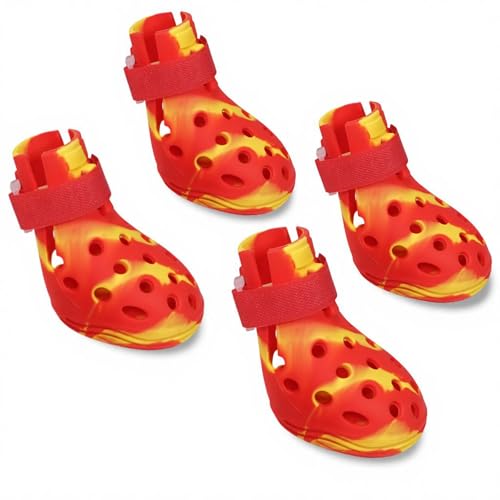 Dog Shoes for Hot Pavement (Yellow Red / M)