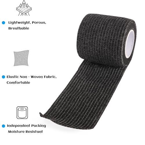 36 Rolls Black Elastic Self Adhesive Bandage Wrap 2 Inch (2 Inch-36 Count Black)