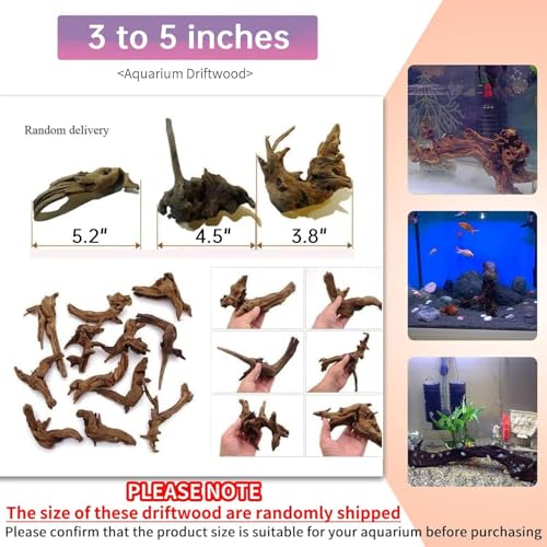 24 Pcs Small Driftwood for Aquarium 3"