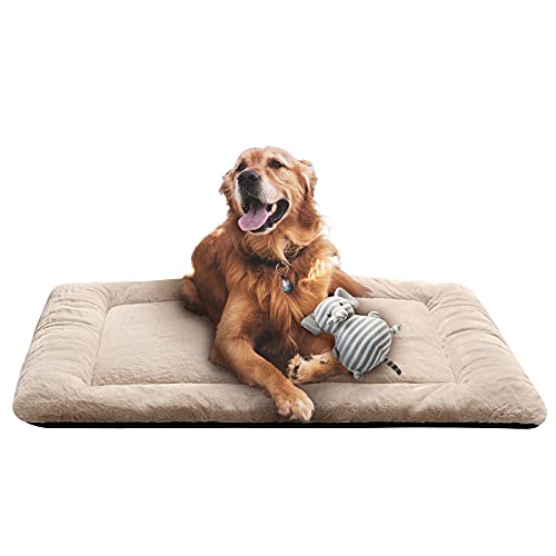 Dog Crate Pad Washable Dog Bed for Crate Large Cozy Mat 42 (42.0"L x 28.0"W x 1.0"Th / cream)