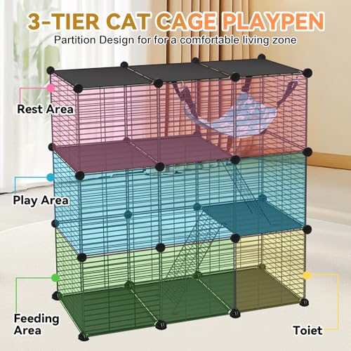 Cat Cage, 3-Tier DIY Catio Cat Enclosures, 36"x16"x36" Cat Playpen (36" L x 16" W x 36"H)