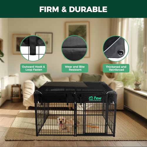 Homeplus Indoor Dog Playpen with Mesh Top Cover (Black / 32"H)