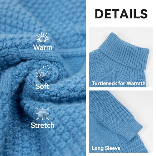 Dog Sweater Long Sleeve Warm Sweaters for Small Dogs Boy Girl Cats (Light Blue / Medium)