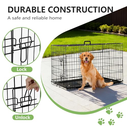 36" Foldable Metal Dog Crate (Dark Black)