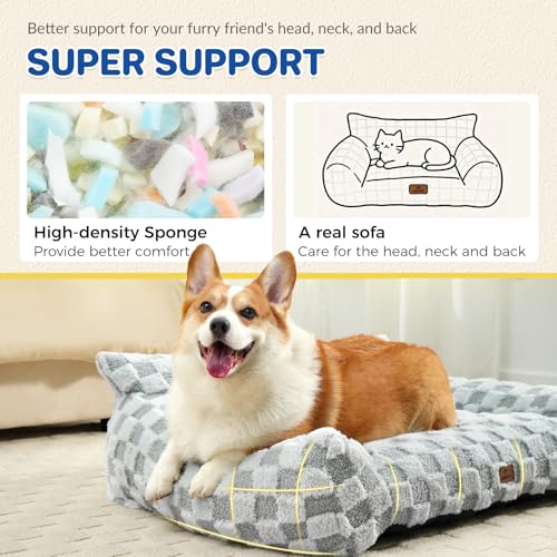 Large Dog Bed Sofa (Grey / 38x29x10")