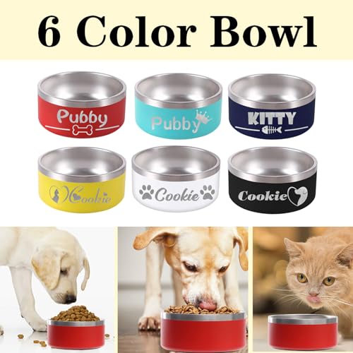 18OZ Personalized Dog Bowl Laser Engraved Custom Pet Name 18 (White / 18 oz (1.7x6.7in))