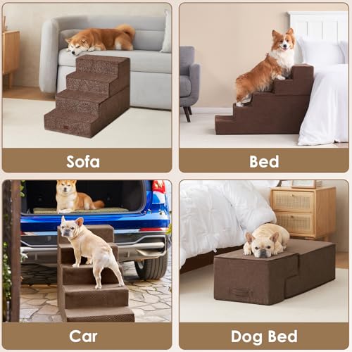 Dog Stairs for Bed 22.5" H (Brown / Extra Wide 17.7" x 35" x 22.5")