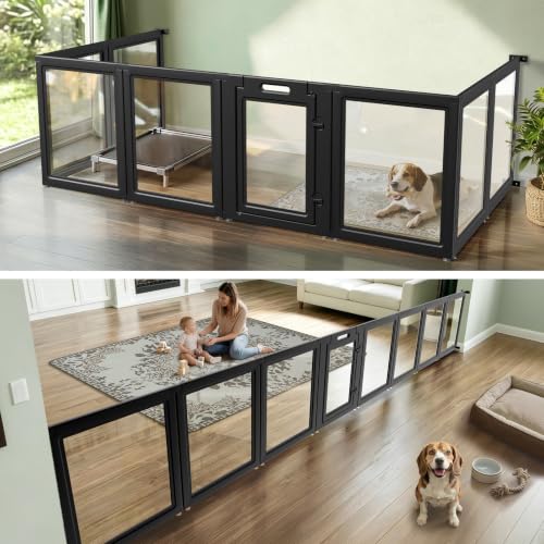 AuraSpace Acrylic Dog Playpen with Fence (Black / 35"H)