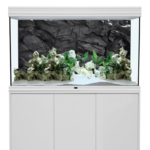 30x18 inches Stone Aquarium Backdrop Black Rock Fish Tank Background (30x18in/75x45cm)