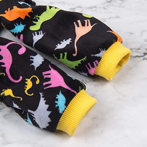 Dog Halloween Pajamas Puppy Onesies Small Dogs Soft Pjs Coat Cat Apparel Comfy Pet Christmas Clothes Outfit Doggie Bodysuit (Large / Black Dino)