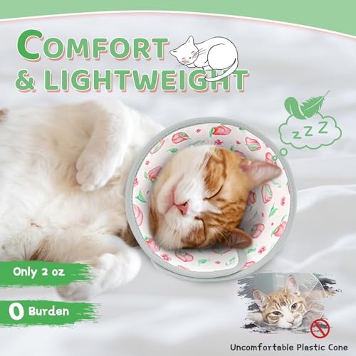 Cat Cone Collar Soft to Stop Licking (PinkWhite / M)