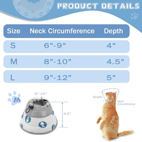 Cat Cone Collar Soft Elizabethan Collar for Surgery Recovery (Grey / M (Neck 7"-9"))