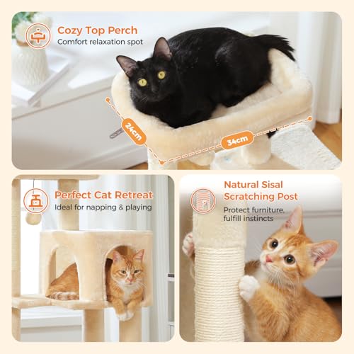 44.5" Cat Tree with Metal Hammock (Beige / 44.5in)