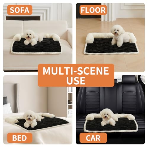 Dog Couch Bed for Small Dogs (Black / Small(27.56"L X 25.59"W X 5.5"Th))