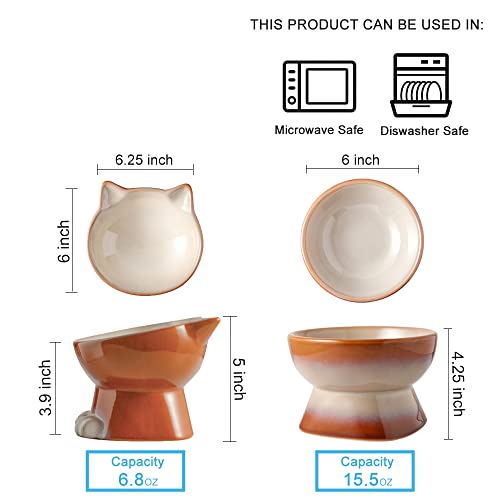 Elevated Cat Bowls (6.8 OZ+15.5 OZ / Brown)